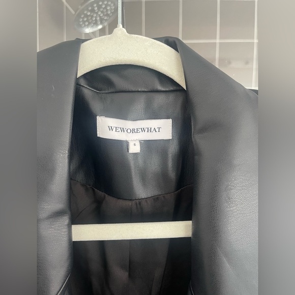WeWoreWhat Black Faux Leather vegan 90s oversized Jacket coat femme fatale small - Picture 4 of 9